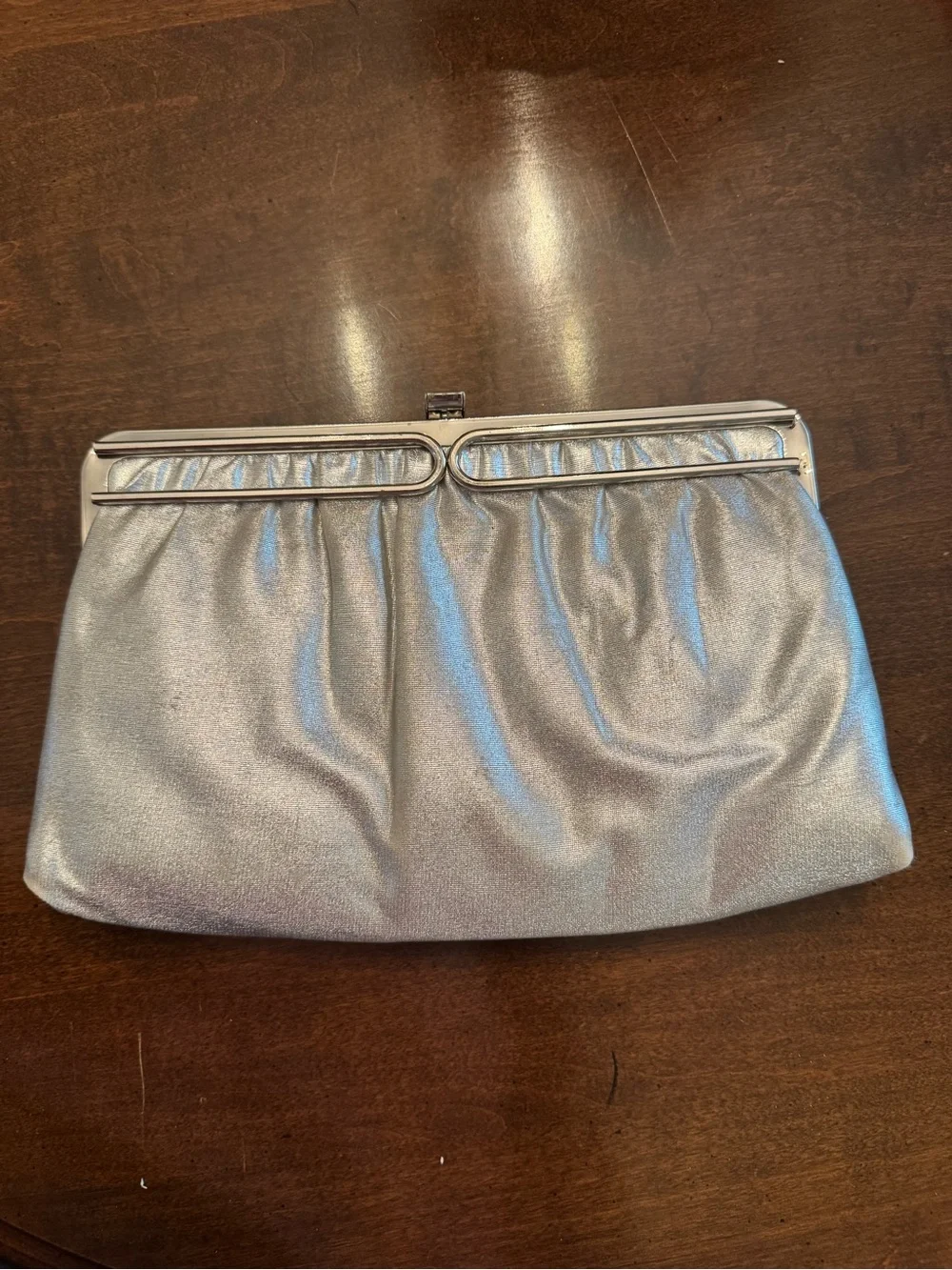 Silver Metallic Evening Clutch Bag